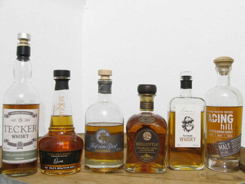 Bild Zeigt Whisky: Tecker, Elch Whisky, Simon's Whisky, St Kilian, Fading Hill